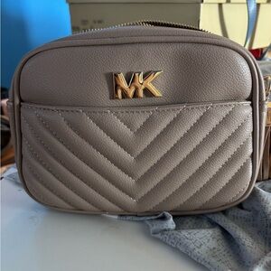 Michael Kors Tan Gold Quilted Crossbody Bag